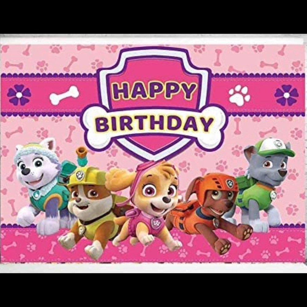 New in Package Pink Paw Patrol Birthday Banner Backdrop